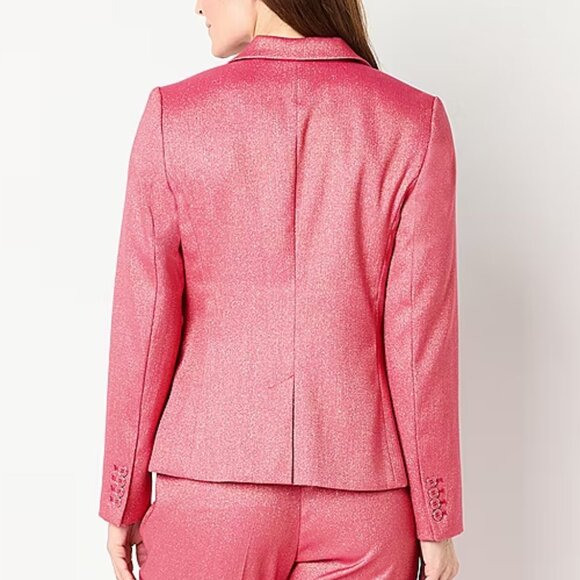 NEW! Liz Claiborne "Kate" Shine Blazer in Metallic Frozen Berry Size 18 Petite - Picture 3 of 10
